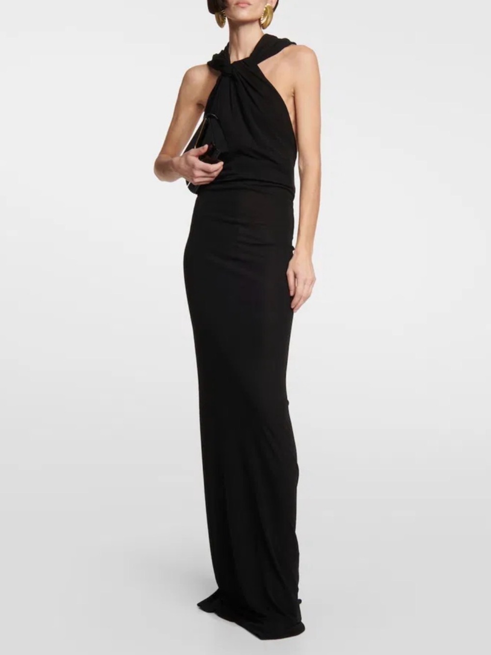 Yves Saint Laurent Black Backless Halter Evening Gown